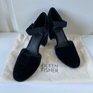 Eileen Fisher Malta Black Velvet Heels, 6